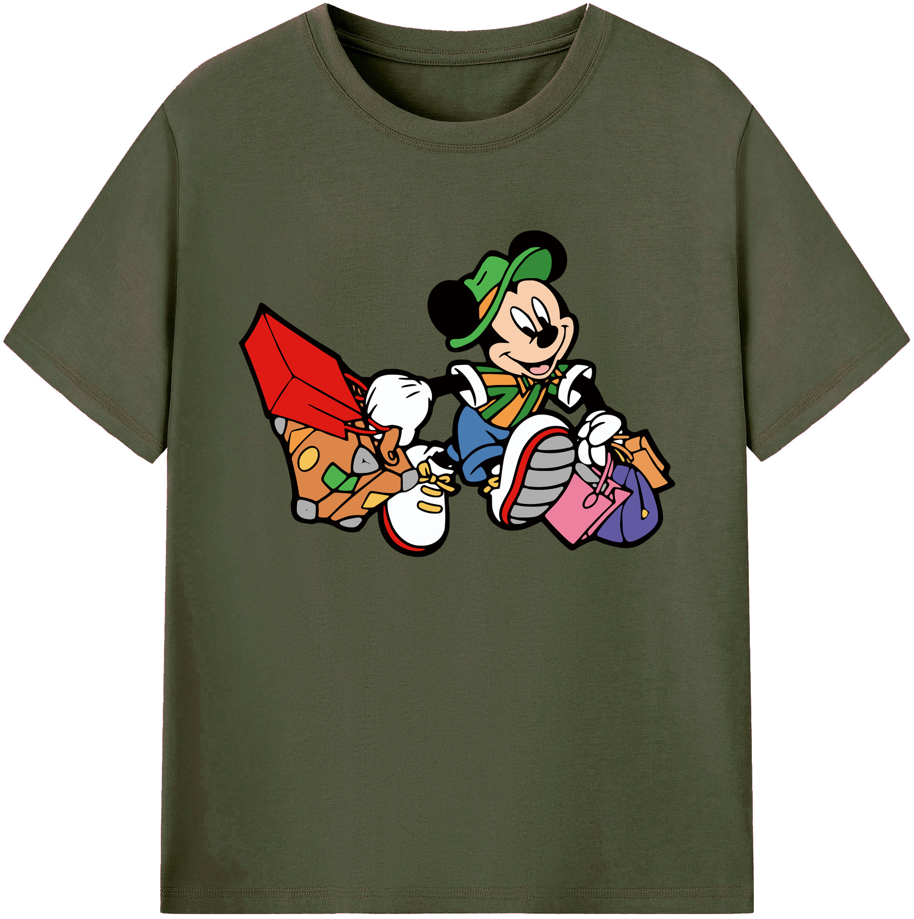 ミッキーマウス Mickey Mouse 綿100％ メンズ半袖Tシャツ｜肌触りやわらか＆通気性